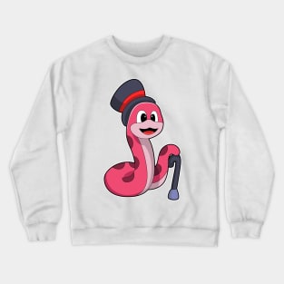 Snake as Gentleman with Hat & Walking stick Crewneck Sweatshirt